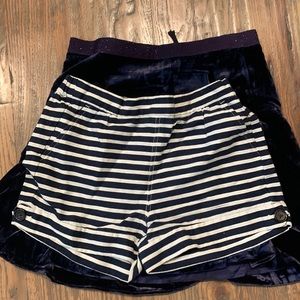Crewcuts by J Crew girls size 12 blastripe shorts and deep purple velvet skirt
